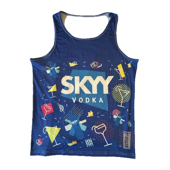 SKYY Vodka Men’s Large PRIDE Tank Top - Blue Cocktails Design Polyester New - Picture 2 of 14